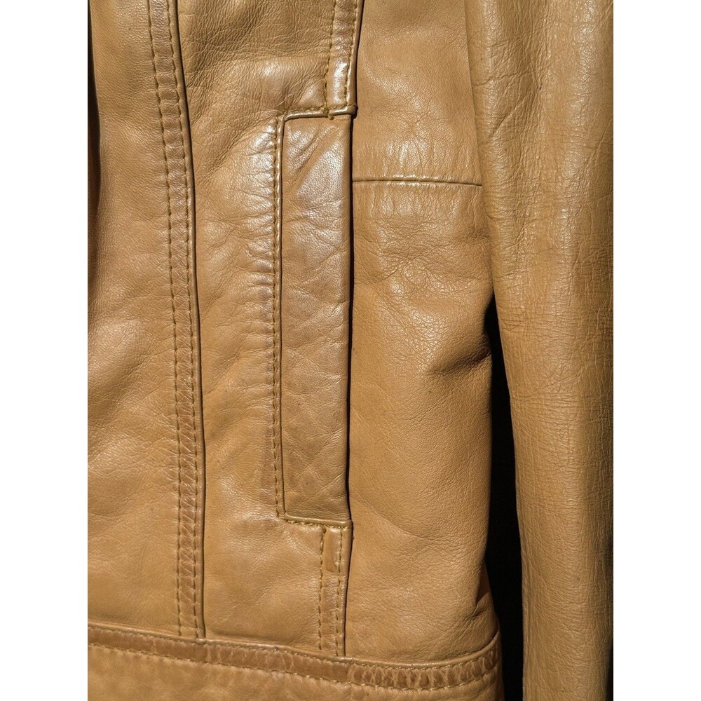 RARE-Black Rivet Wilson Leather Moto Jacket Y2K M Cognac Brown Genuine Biker - Picture 4 of 16